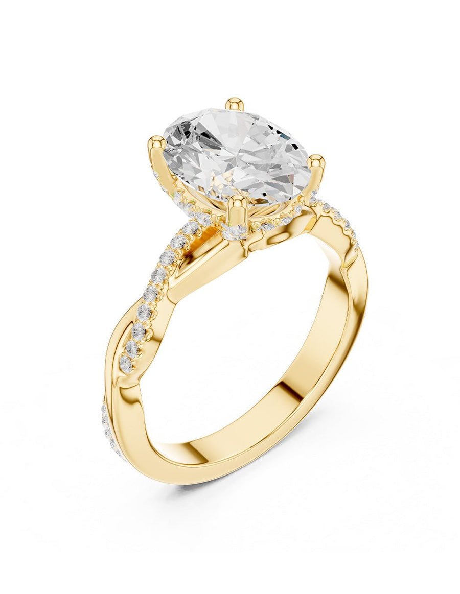 Anillo de compromiso - piedras laterales - AMORE157-OV-LG