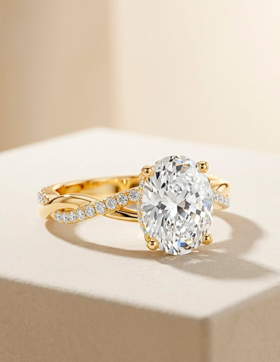 Anillo de compromiso - piedras laterales - AMORE157-OV-LG