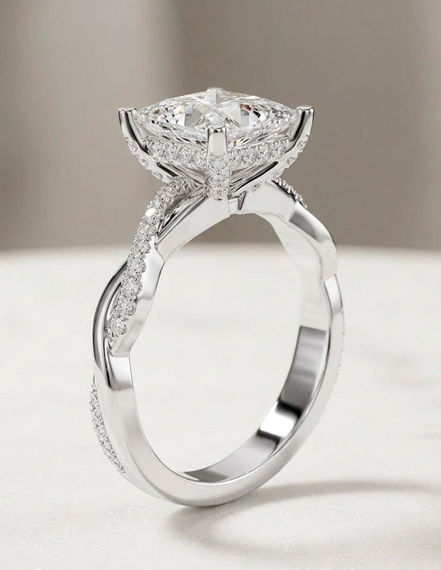 Anillo de compromiso - piedras laterales - AMORE157-PR-LG