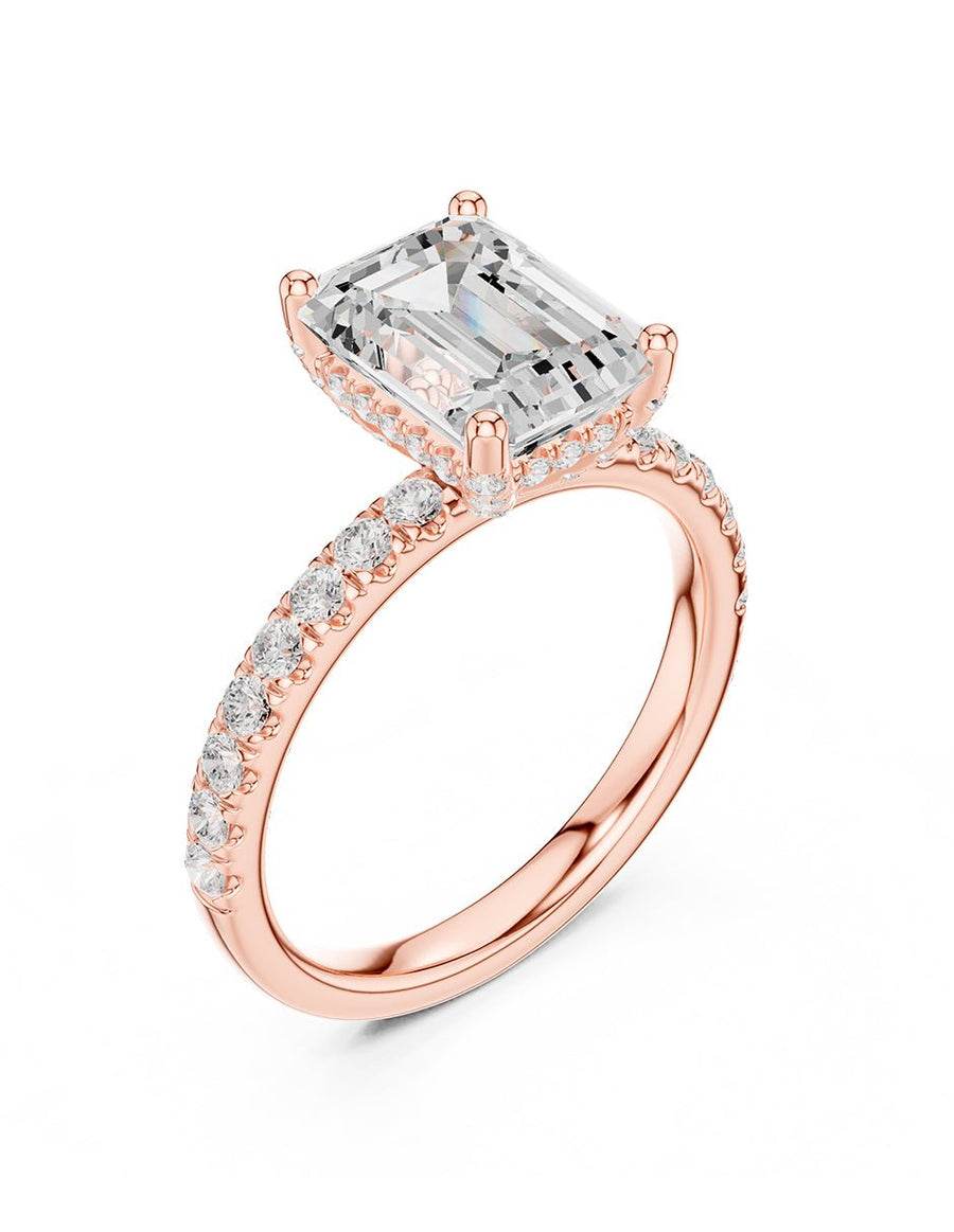 Anillo de compromiso - piedras laterales - AMORE158-EM-LG