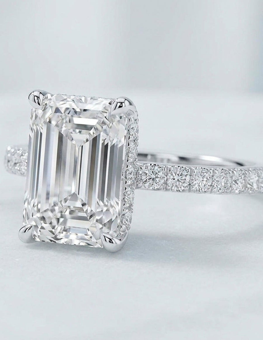 Anillo de compromiso - piedras laterales - AMORE158-EM-LG