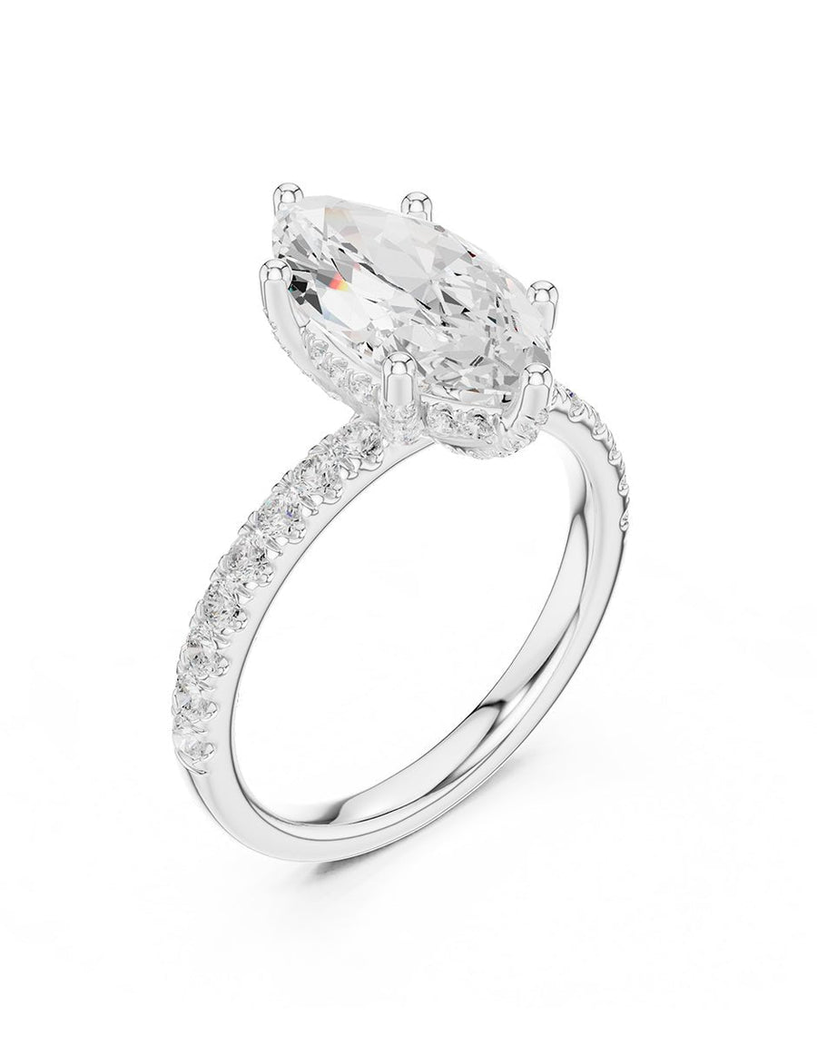Anillo de compromiso - piedras laterales - AMORE158-MQ-LG