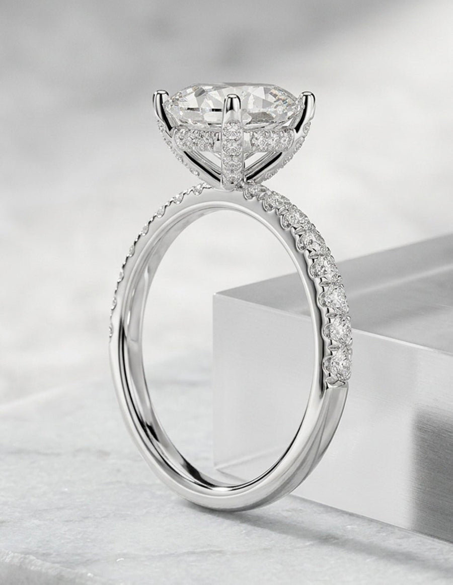 Anillo de compromiso - piedras laterales - AMORE158-OV-LG