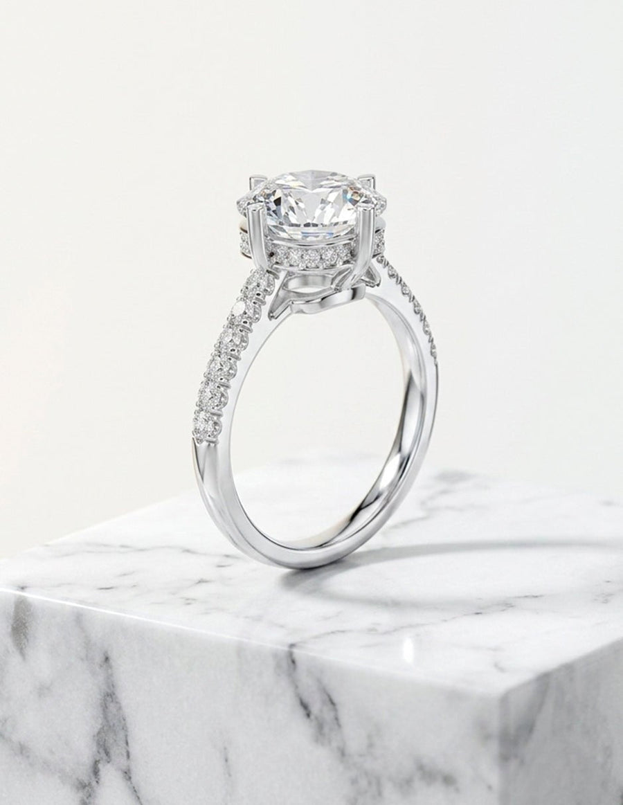 Anillo de compromiso - piedras laterales - AMORE159-CU-LG
