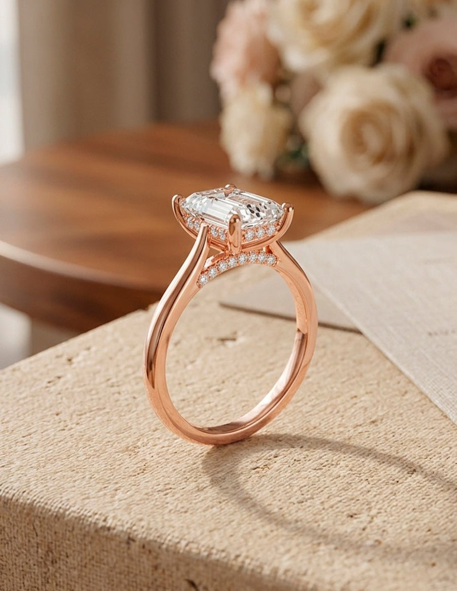 Anillo de compromiso - piedras laterales - AMORE160-EM-LG