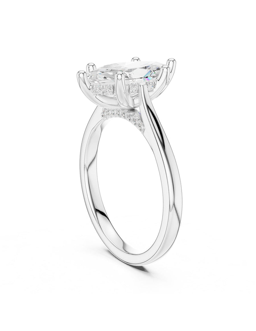 Anillo de compromiso - piedras laterales - AMORE160-MQ-LG