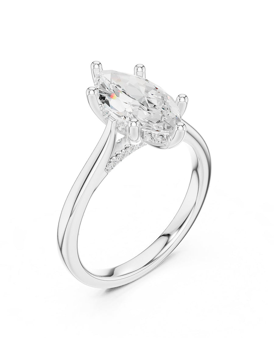 Anillo de compromiso - piedras laterales - AMORE160-MQ-LG