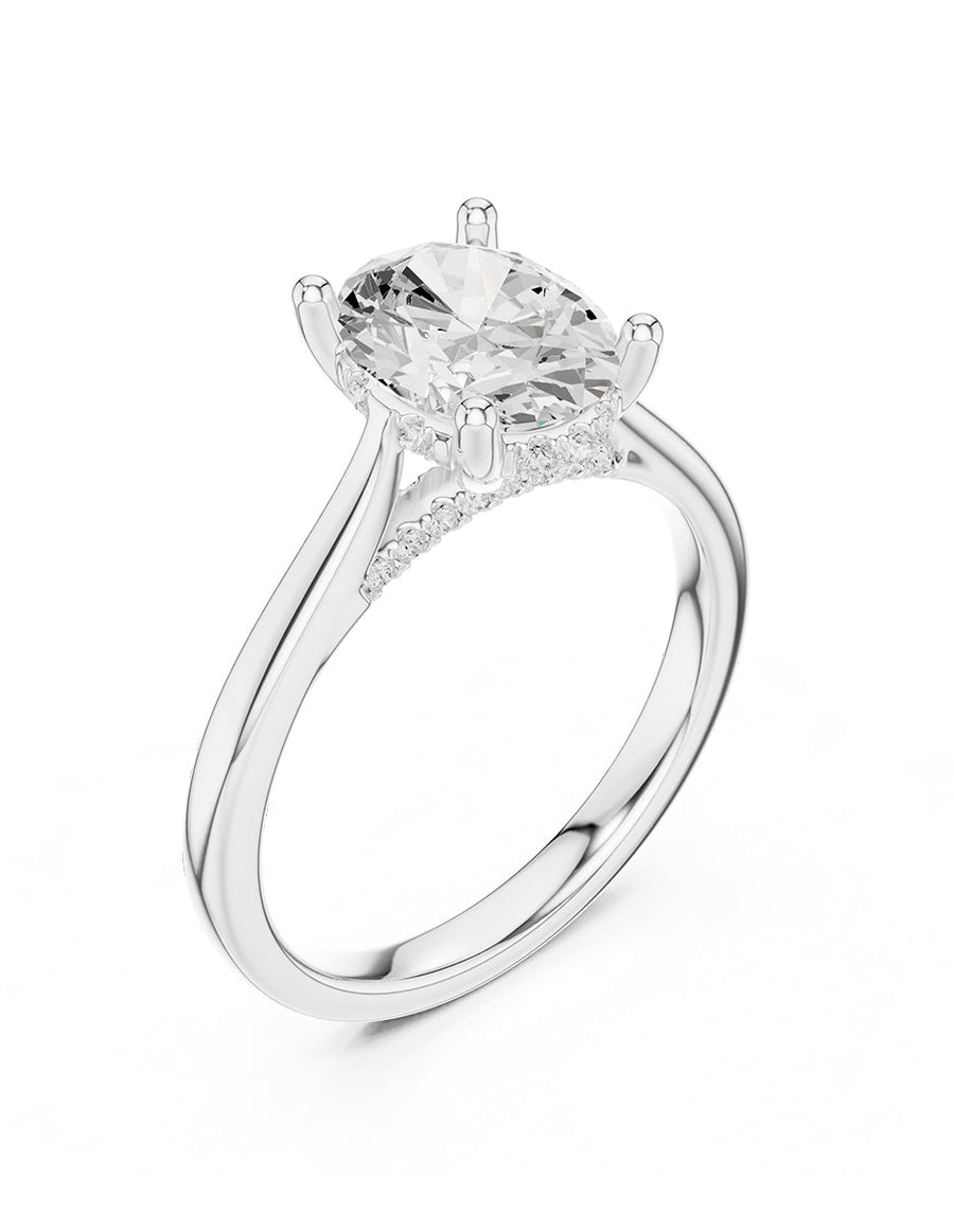 Anillo de compromiso - piedras laterales - AMORE160-OV-LG