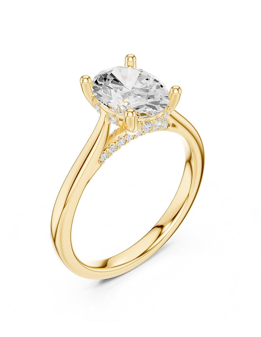 Anillo de compromiso - piedras laterales - AMORE160-OV-LG