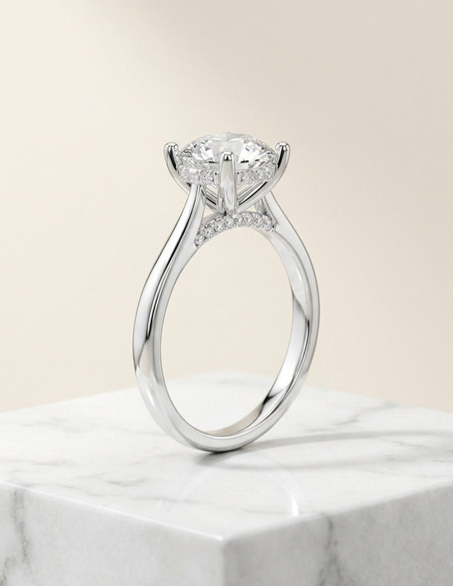 Anillo de compromiso - piedras laterales - AMORE160-RD-LG
