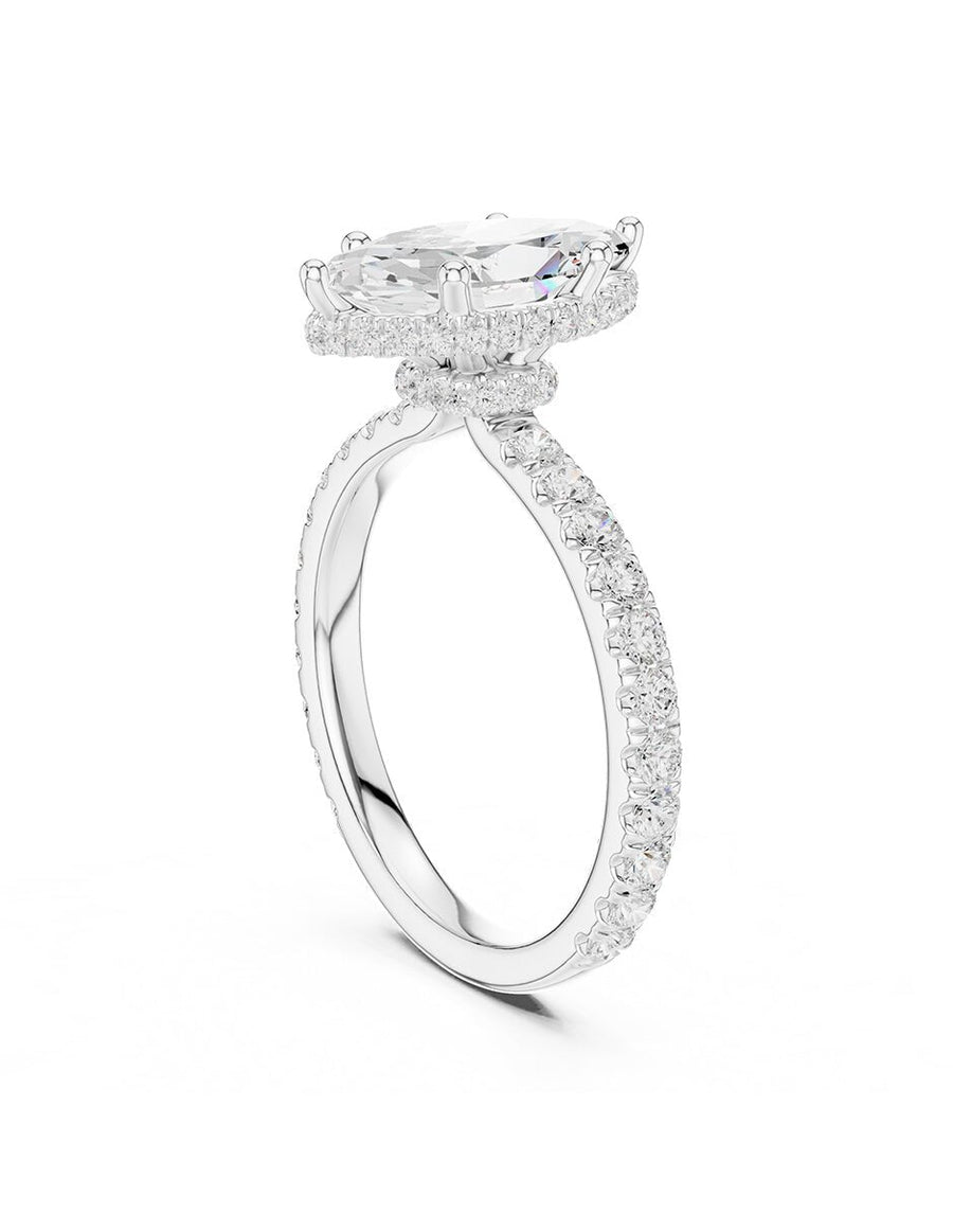 Anillo de compromiso - piedras laterales - AMORE162-MQ-LG