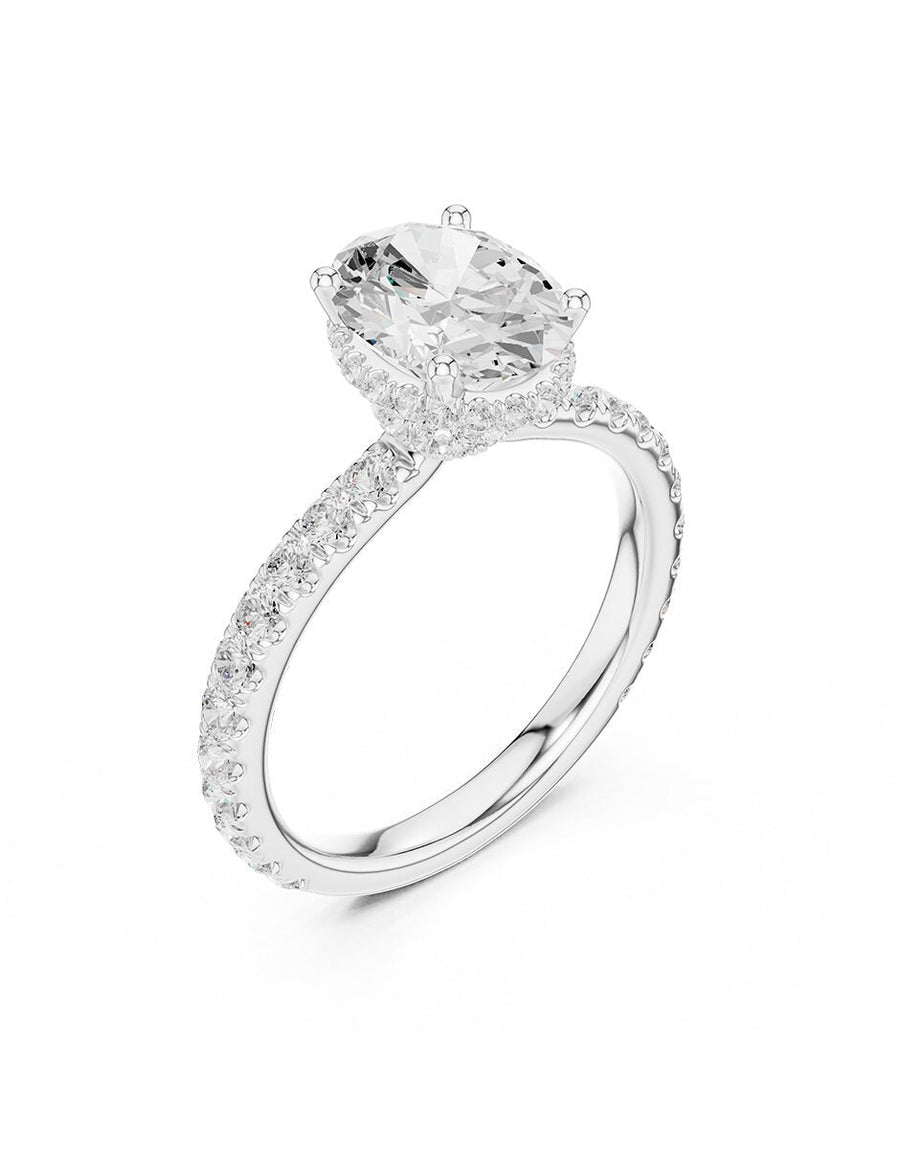 Anillo de compromiso - piedras laterales - AMORE162-OV-LG