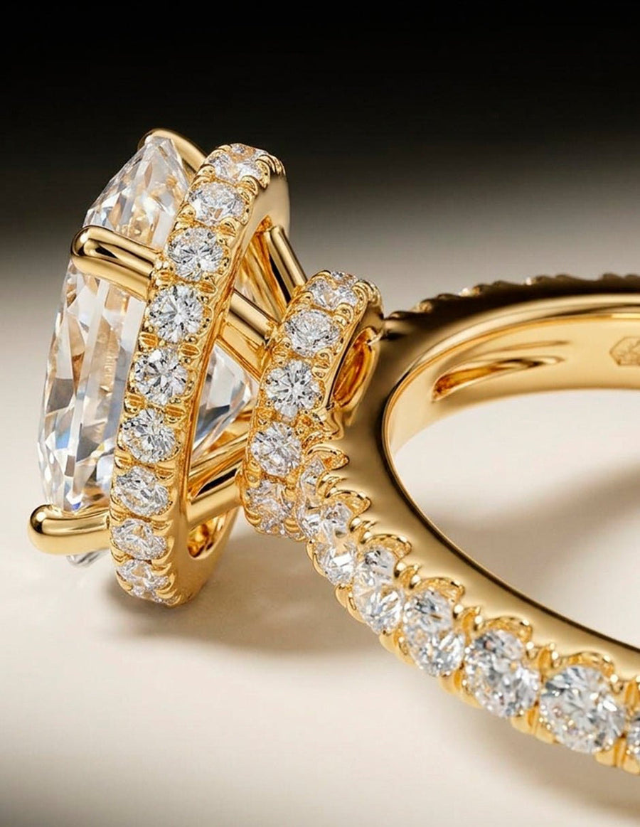 Anillo de compromiso - piedras laterales - AMORE162-OV-LG