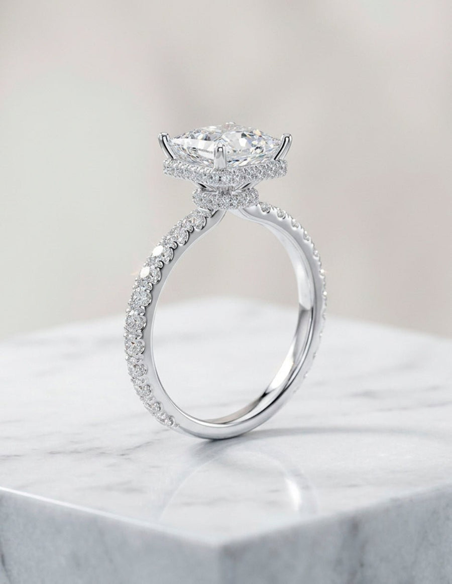 Anillo de compromiso - piedras laterales - AMORE162-PR-LG