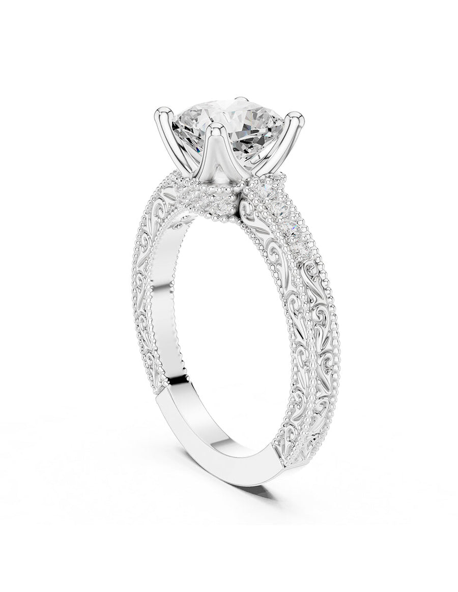 Anillo de compromiso - piedras laterales - AMORE163-CU-LG