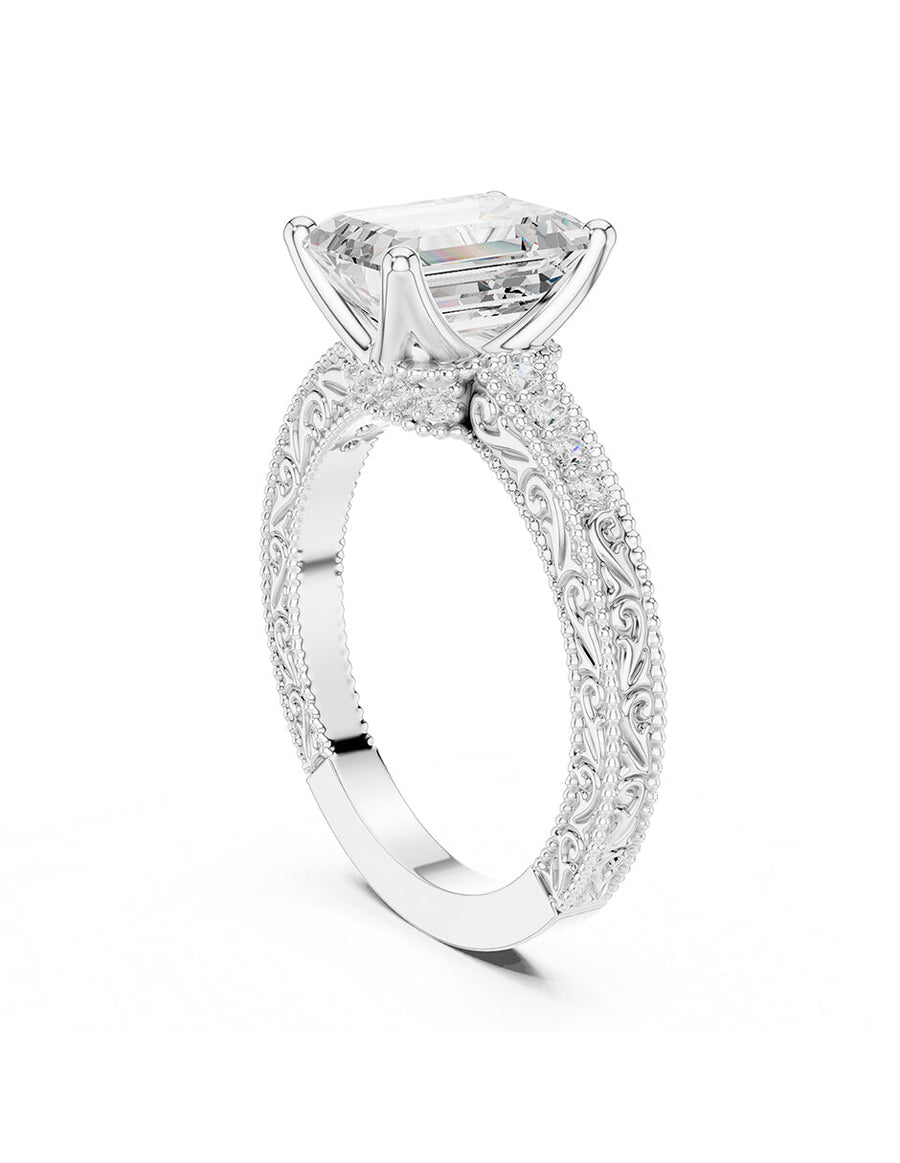 Anillo de compromiso - piedras laterales - AMORE163-EM-LG