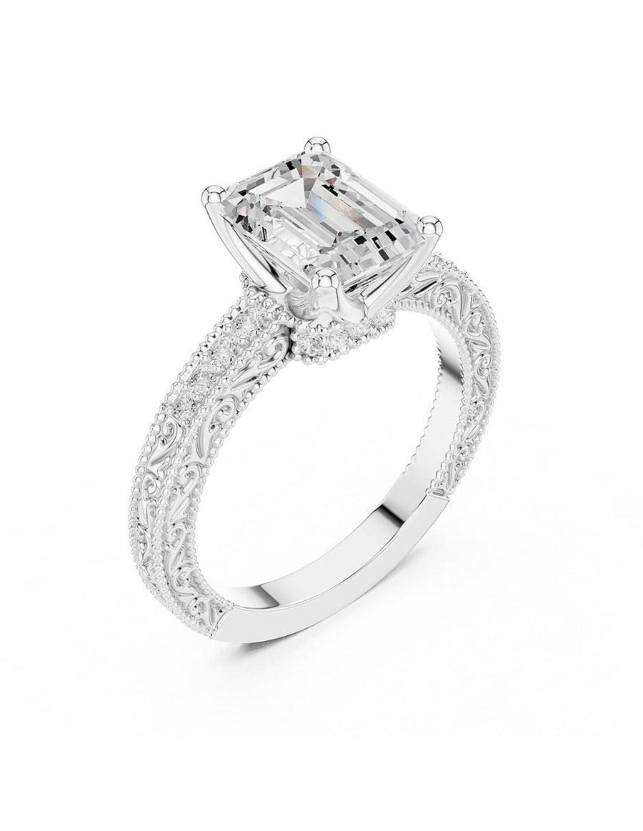 Anillo de compromiso - piedras laterales - AMORE163-EM-LG