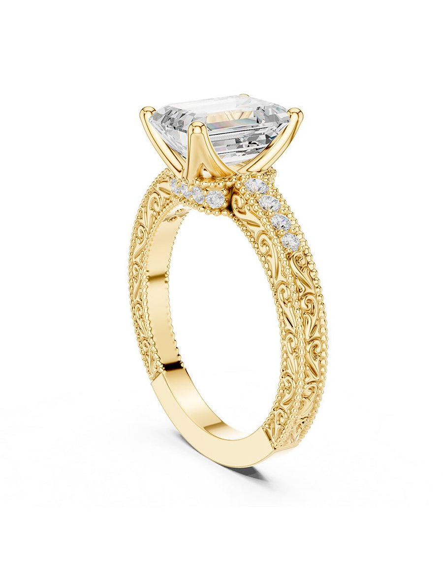 Anillo de compromiso - piedras laterales - AMORE163-EM-LG