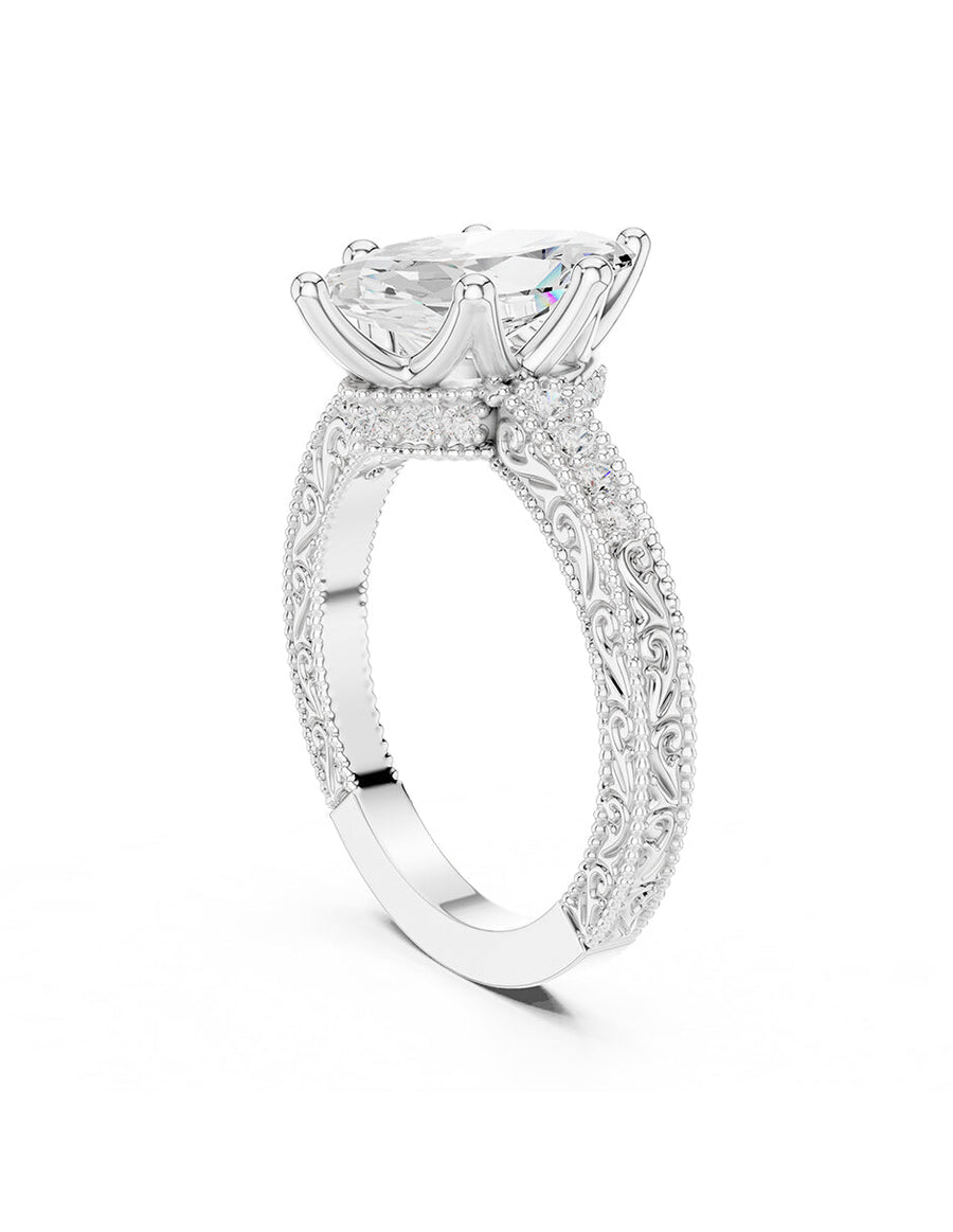 Anillo de compromiso - piedras laterales - AMORE163-MQ-LG