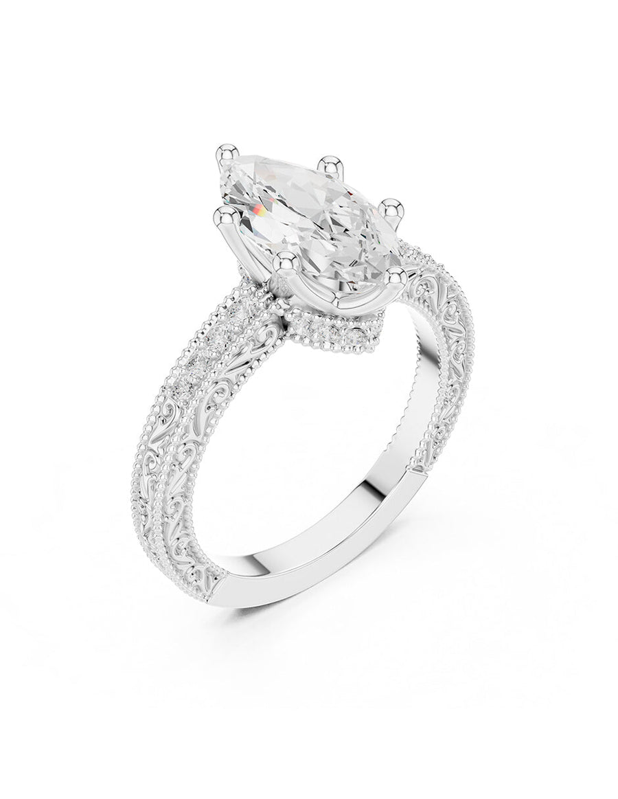 Anillo de compromiso - piedras laterales - AMORE163-MQ-LG