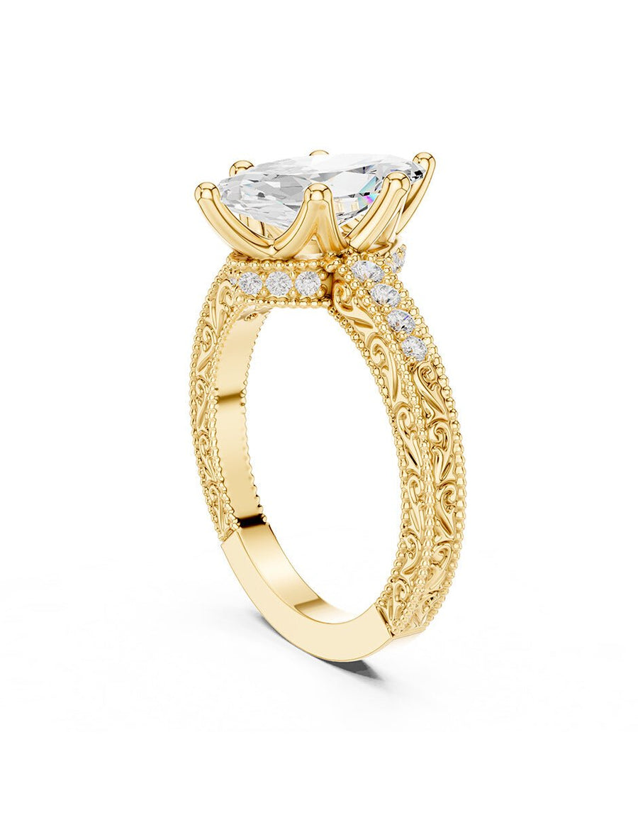 Anillo de compromiso - piedras laterales - AMORE163-MQ-LG