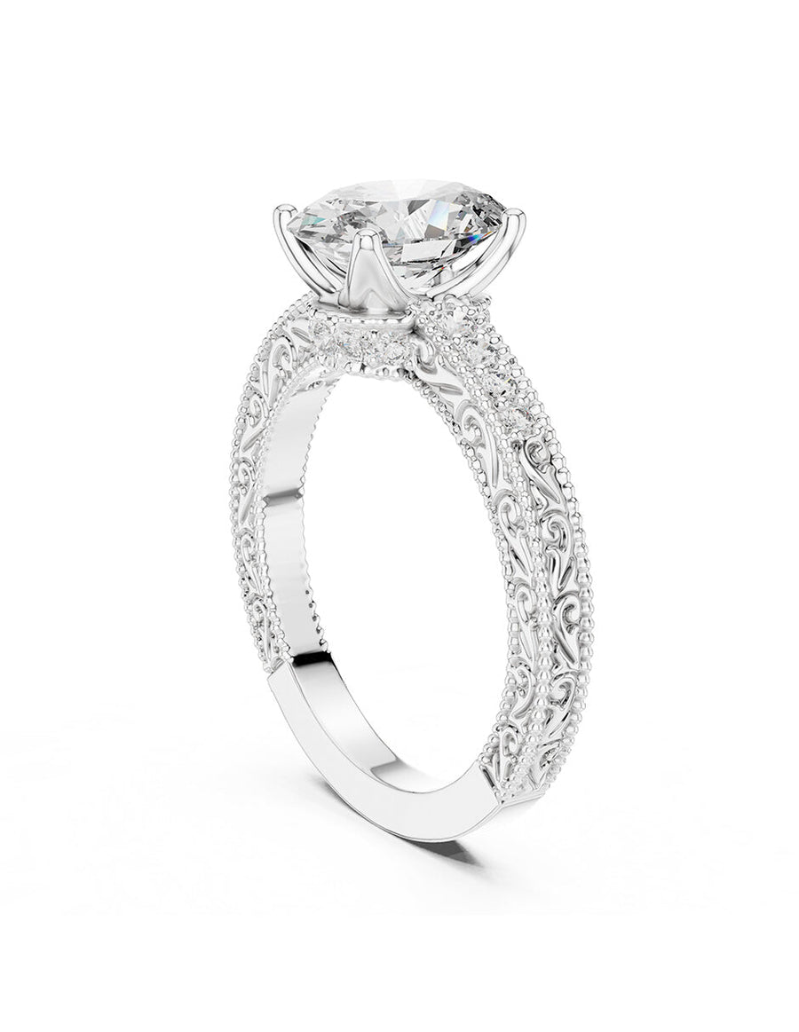 Anillo de compromiso - piedras laterales - AMORE163-OV-LG