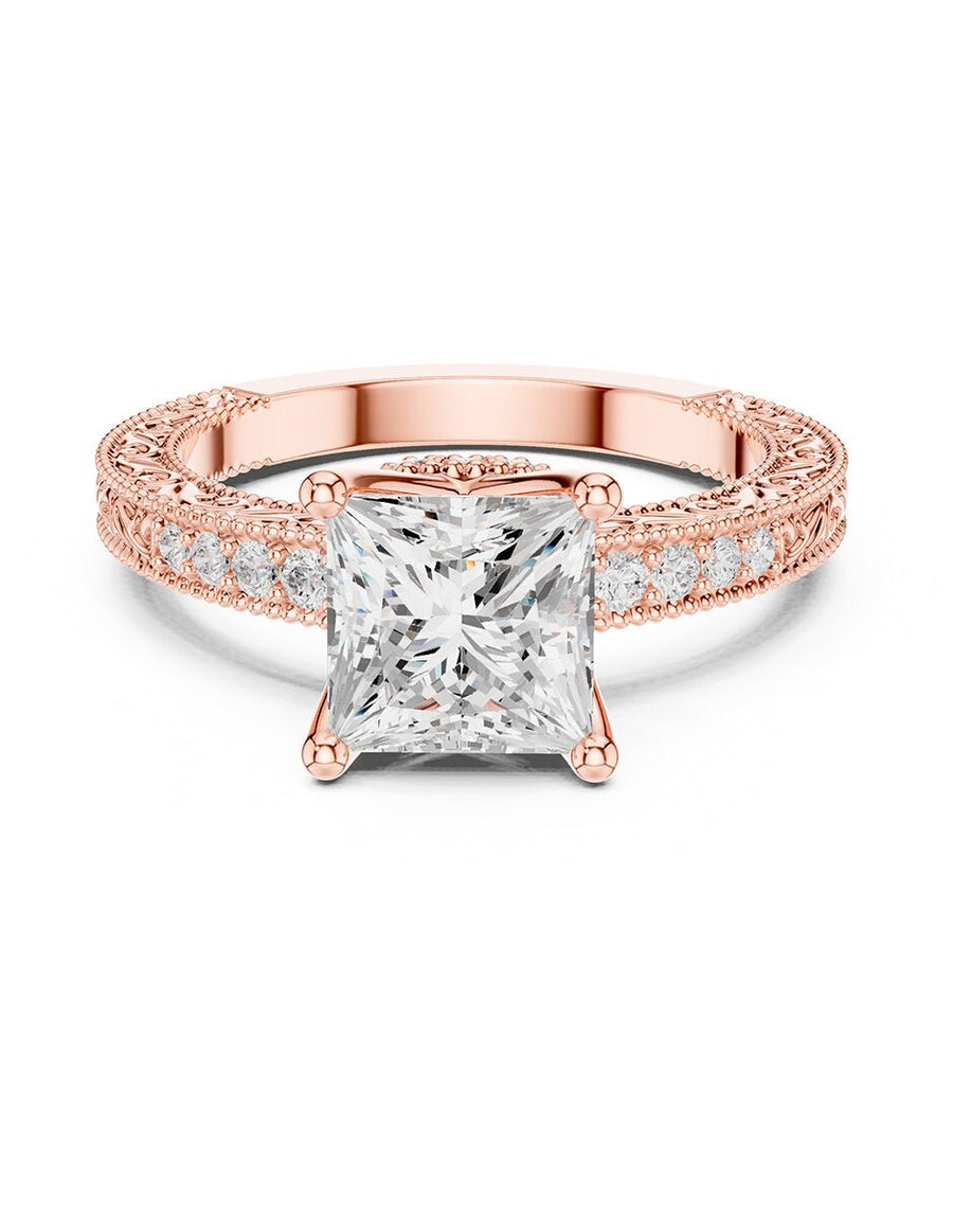 Anillo de compromiso - piedras laterales - AMORE163-PR-LG