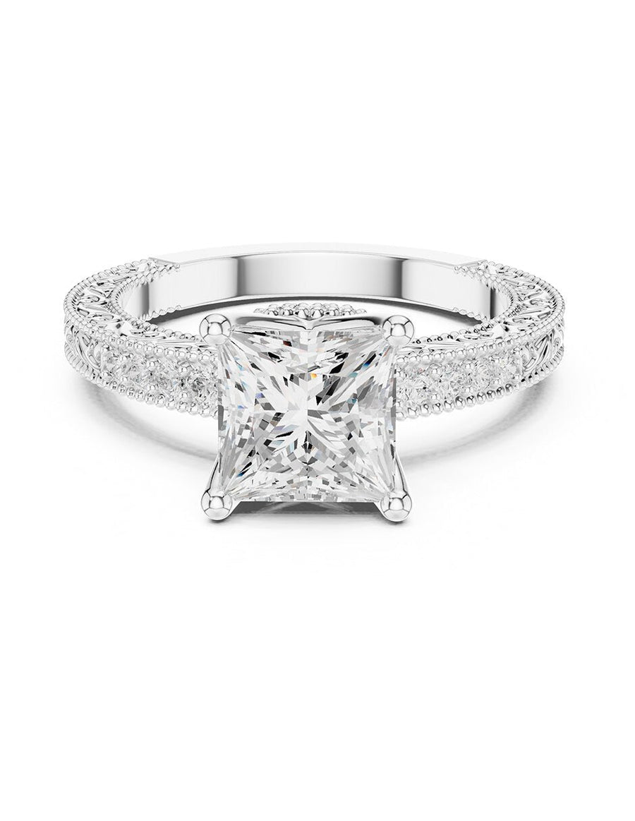 Anillo de compromiso - piedras laterales - AMORE163-PR-LG