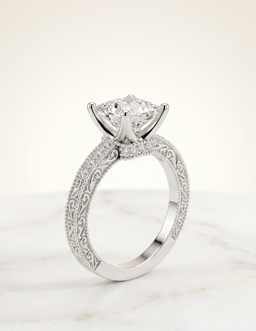 Anillo de compromiso - piedras laterales - AMORE163-PR-LG