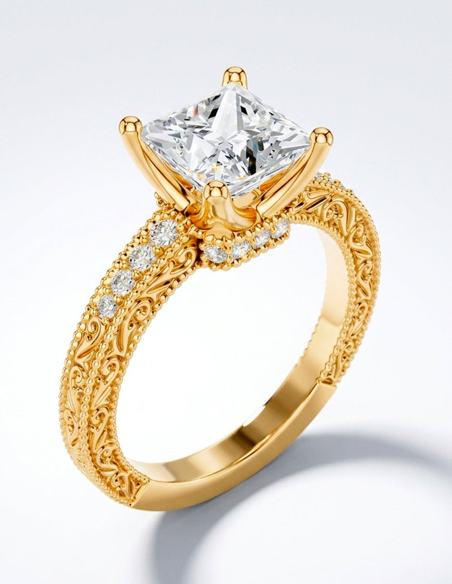 Anillo de compromiso - piedras laterales - AMORE163-PR-LG