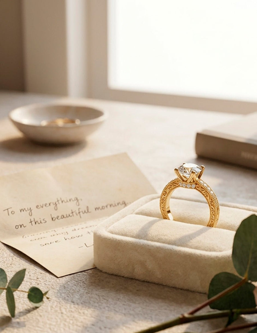 Anillo de compromiso - piedras laterales - AMORE163-RD-LG