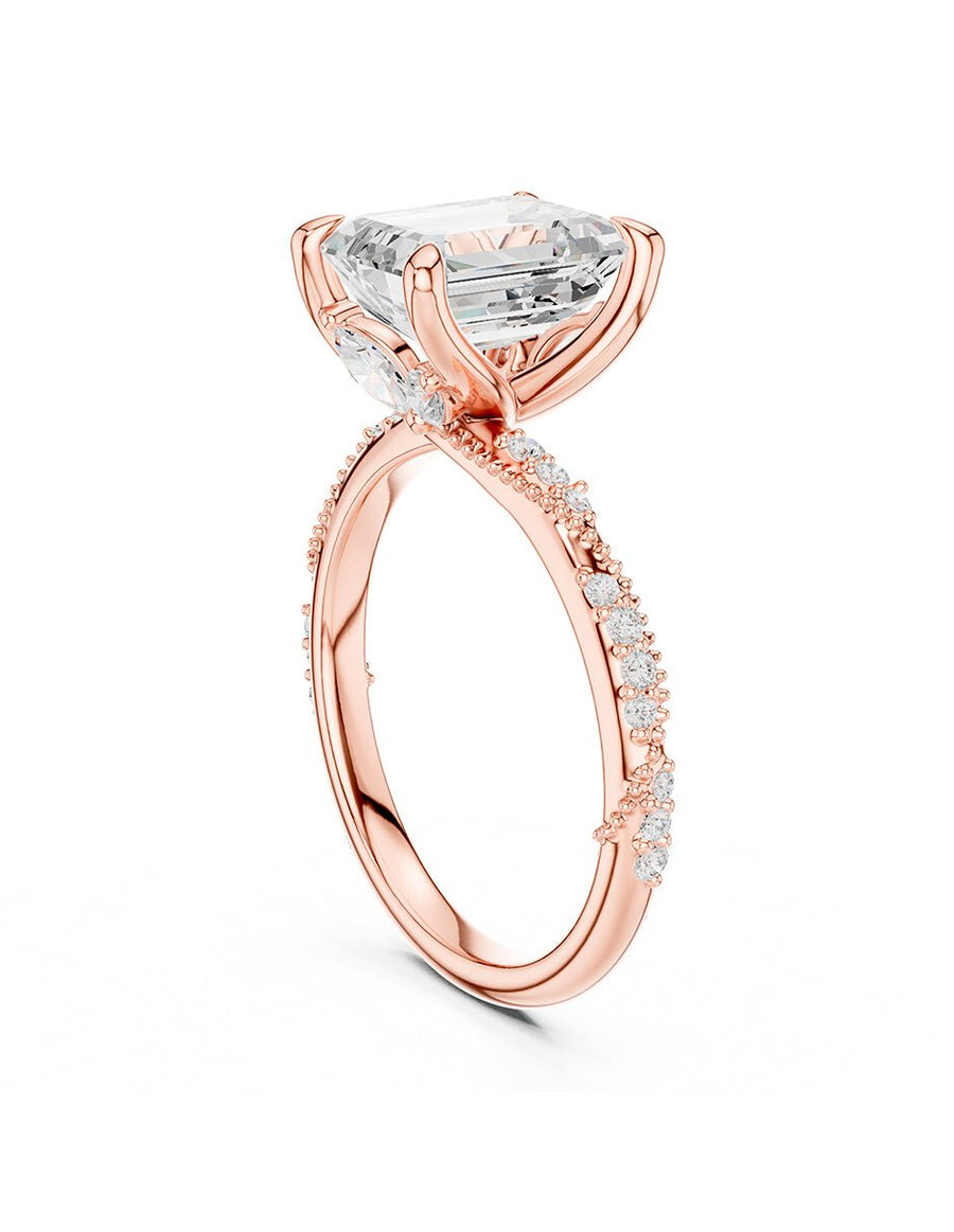 Anillo de compromiso - piedras laterales - AMORE164-EM-LG