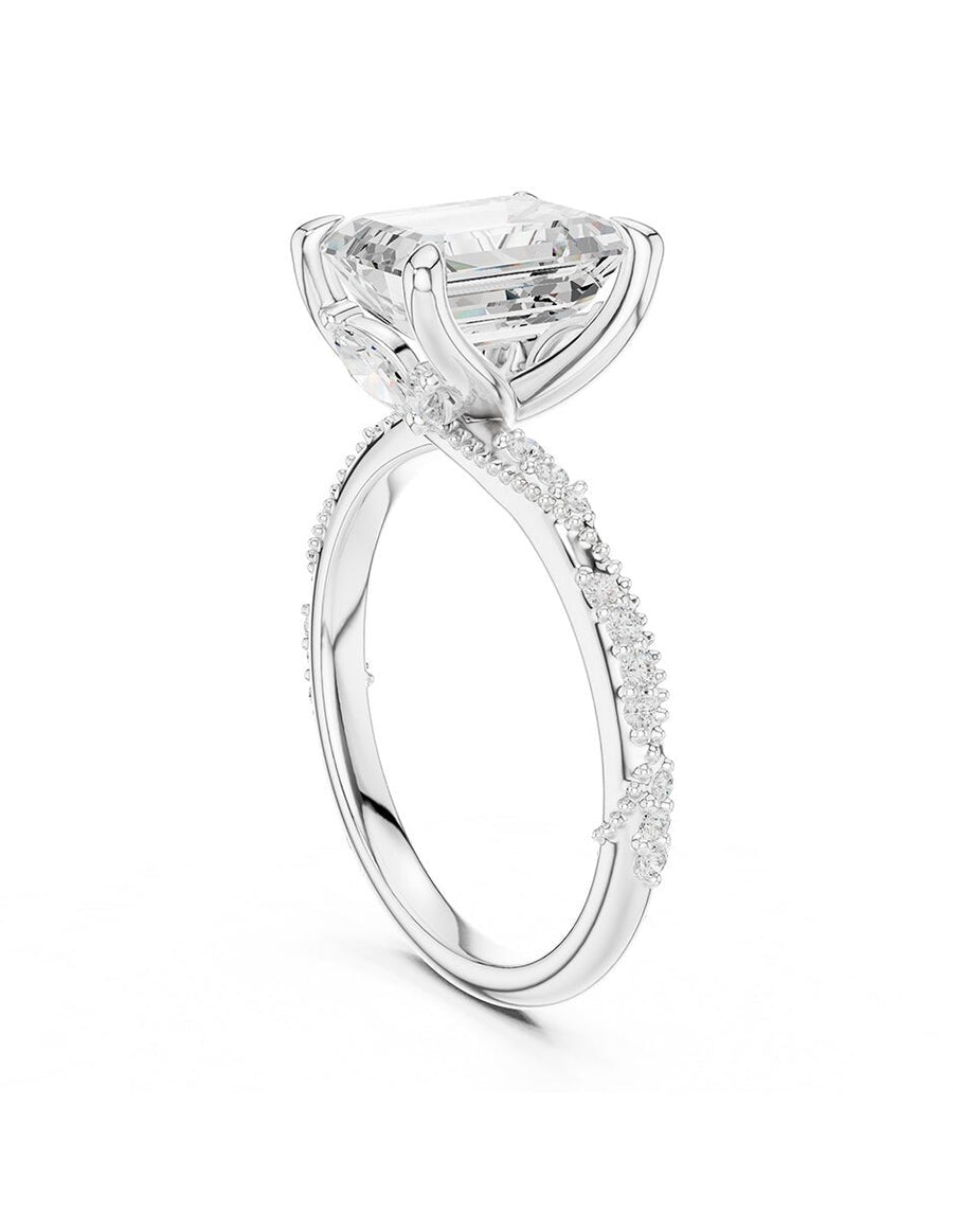 Anillo de compromiso - piedras laterales - AMORE164-EM-LG