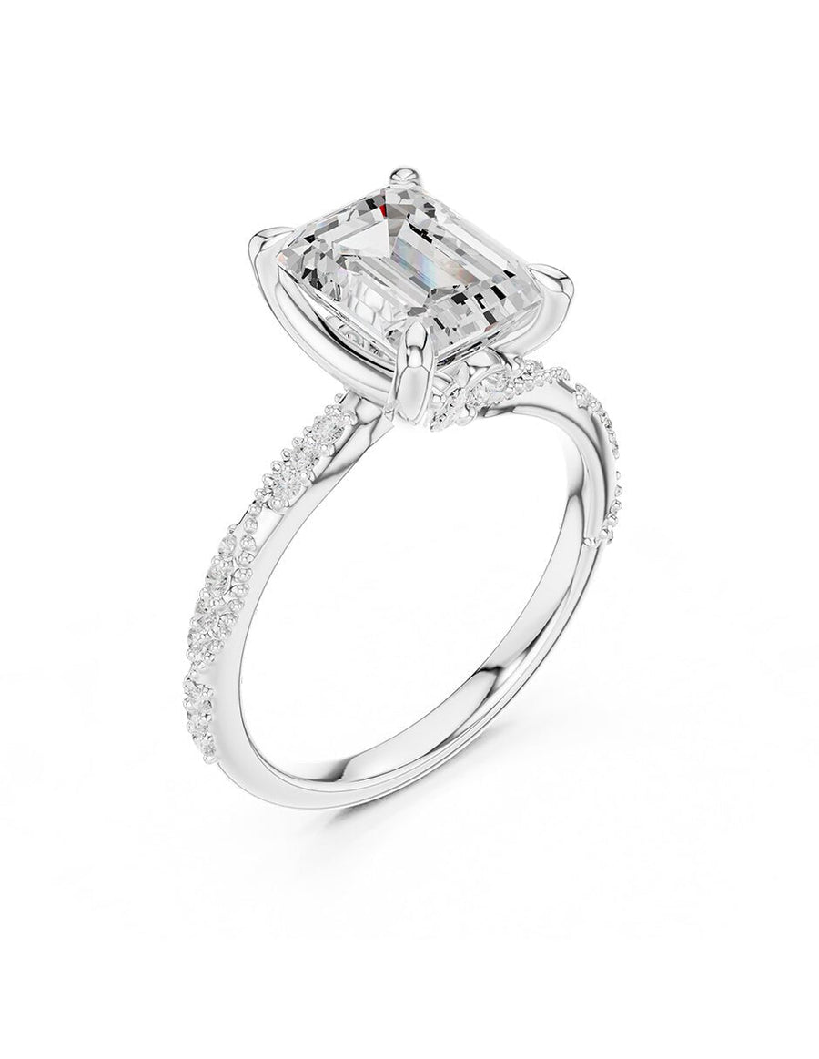 Anillo de compromiso - piedras laterales - AMORE164-EM-LG