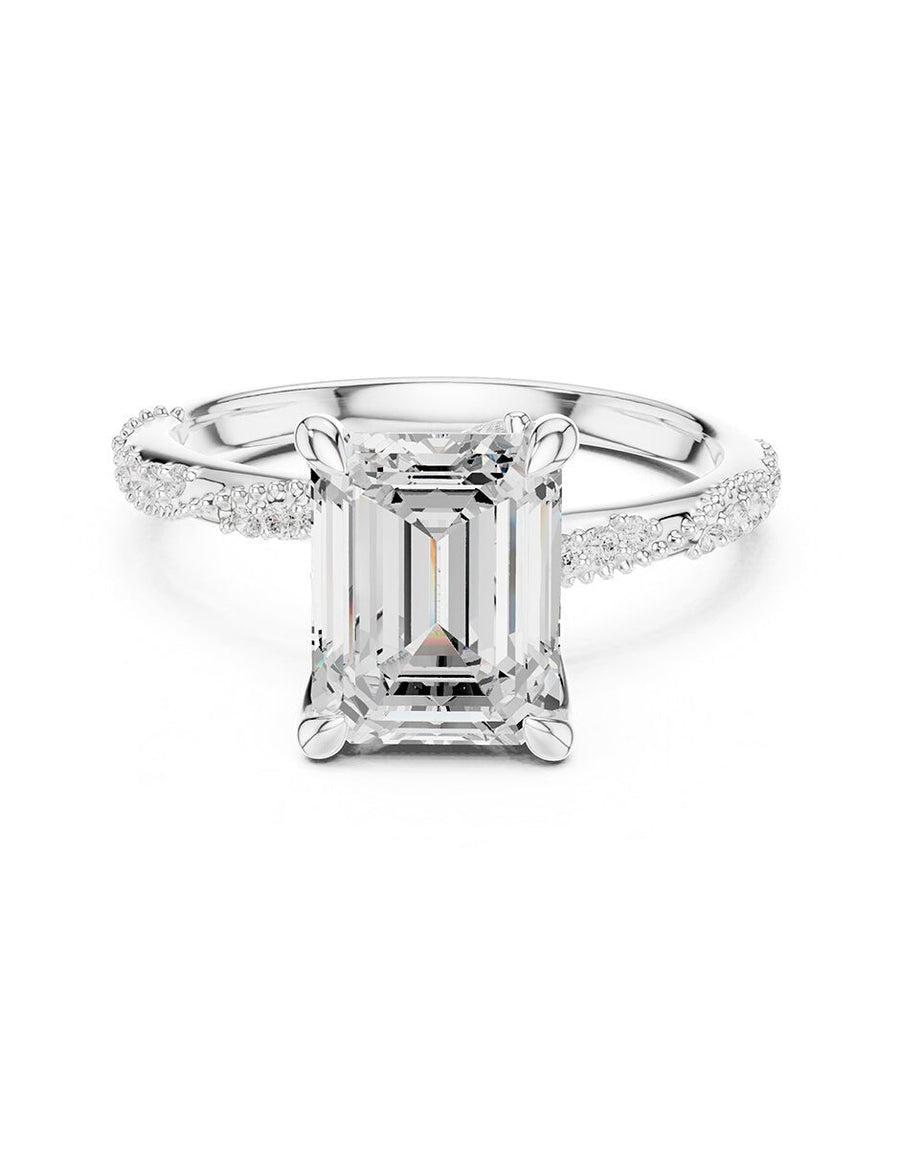 Anillo de compromiso - piedras laterales - AMORE164-EM-LG