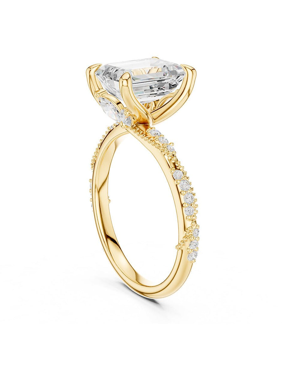 Anillo de compromiso - piedras laterales - AMORE164-EM-LG