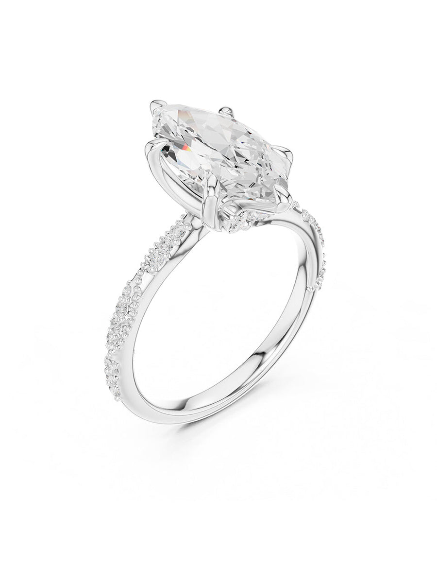 Anillo de compromiso - piedras laterales - AMORE164-MQ-LG