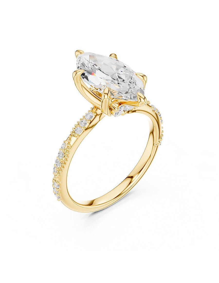 Anillo de compromiso - piedras laterales - AMORE164-MQ-LG