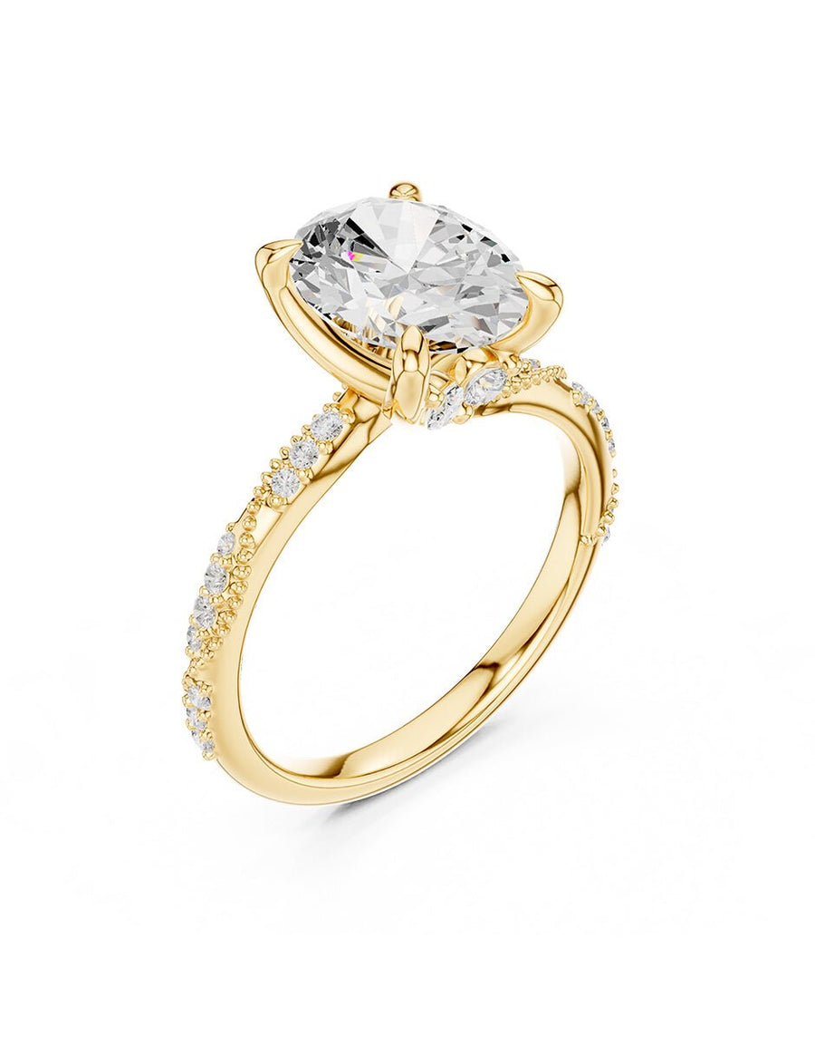 Anillo de compromiso - piedras laterales - AMORE164-OV-LG