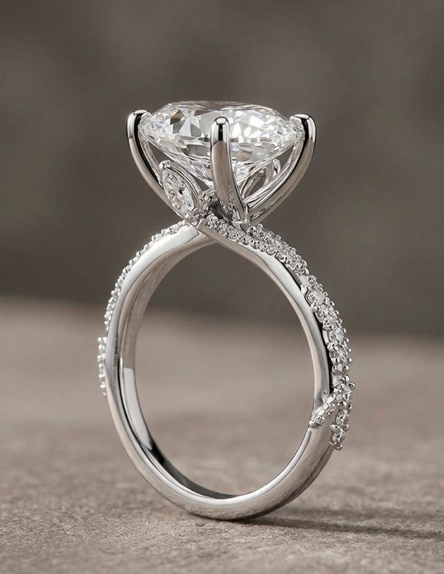 Montura para personalizar - piedras laterales - AMORE164-PE