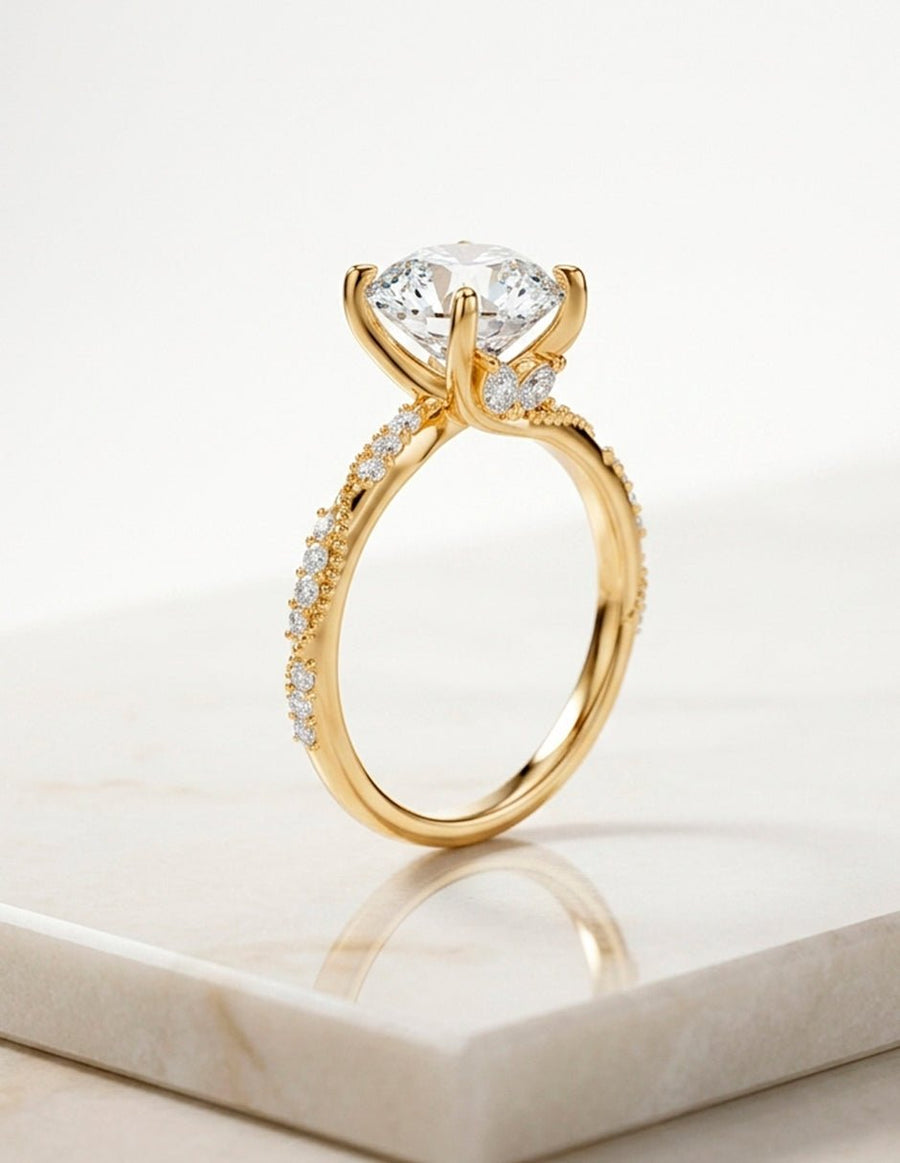 Anillo de compromiso - piedras laterales - AMORE164-RD-LG
