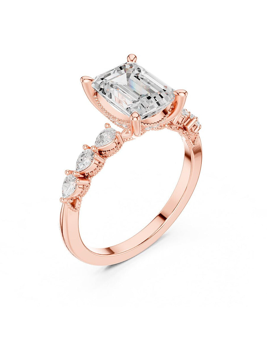 Anillo de compromiso - piedras laterales - AMORE165-EM-LG