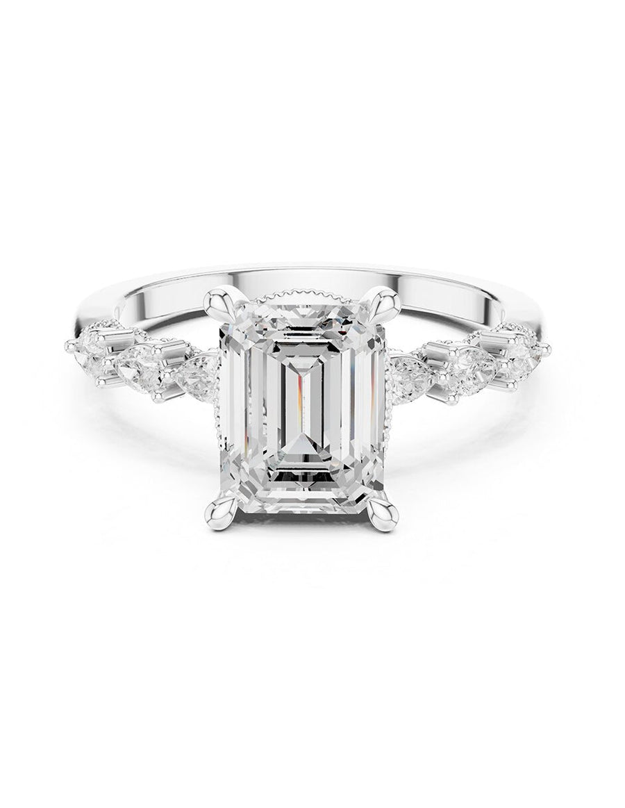 Anillo de compromiso - piedras laterales - AMORE165-EM-LG