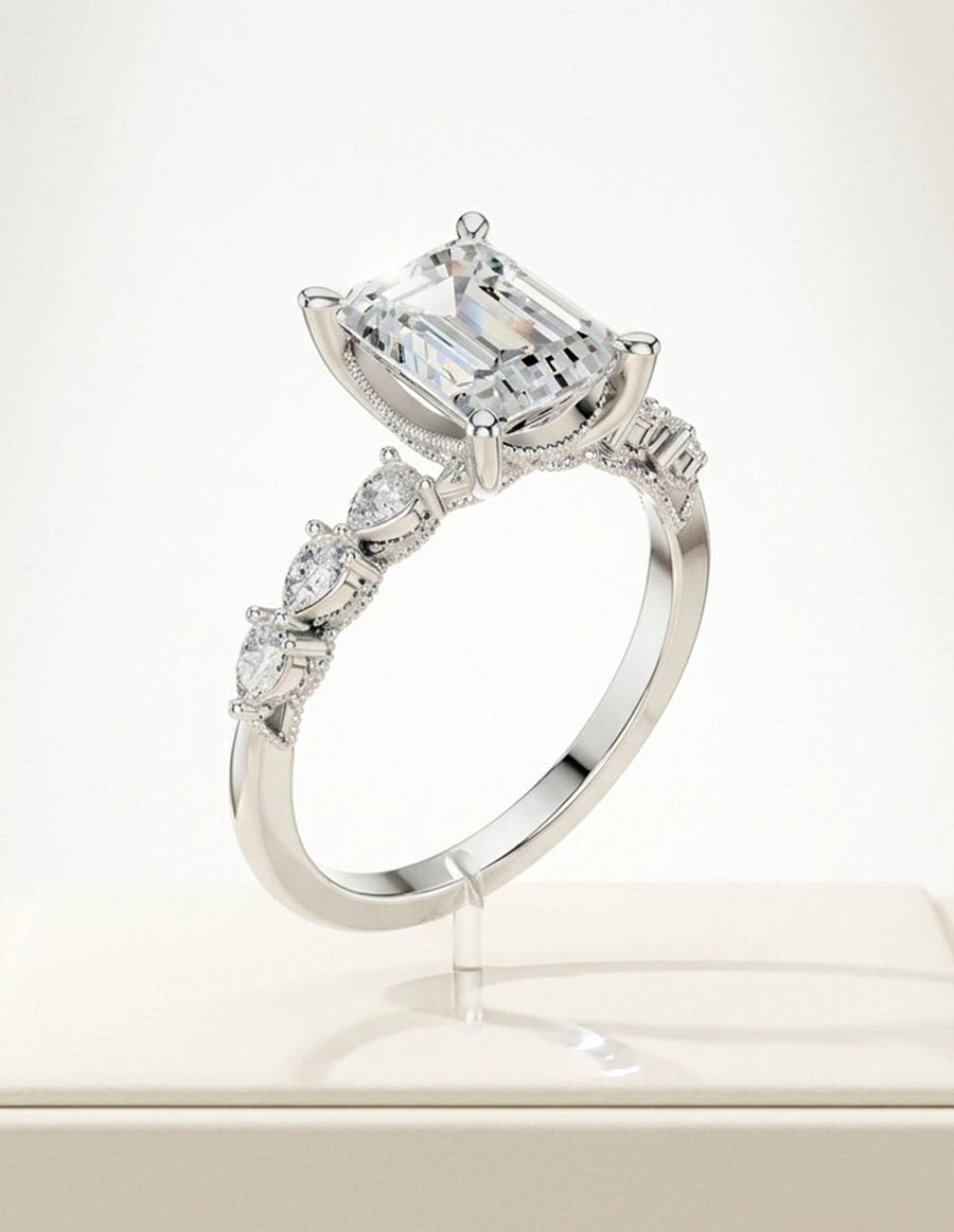 Anillo de compromiso - piedras laterales - AMORE165-EM-LG