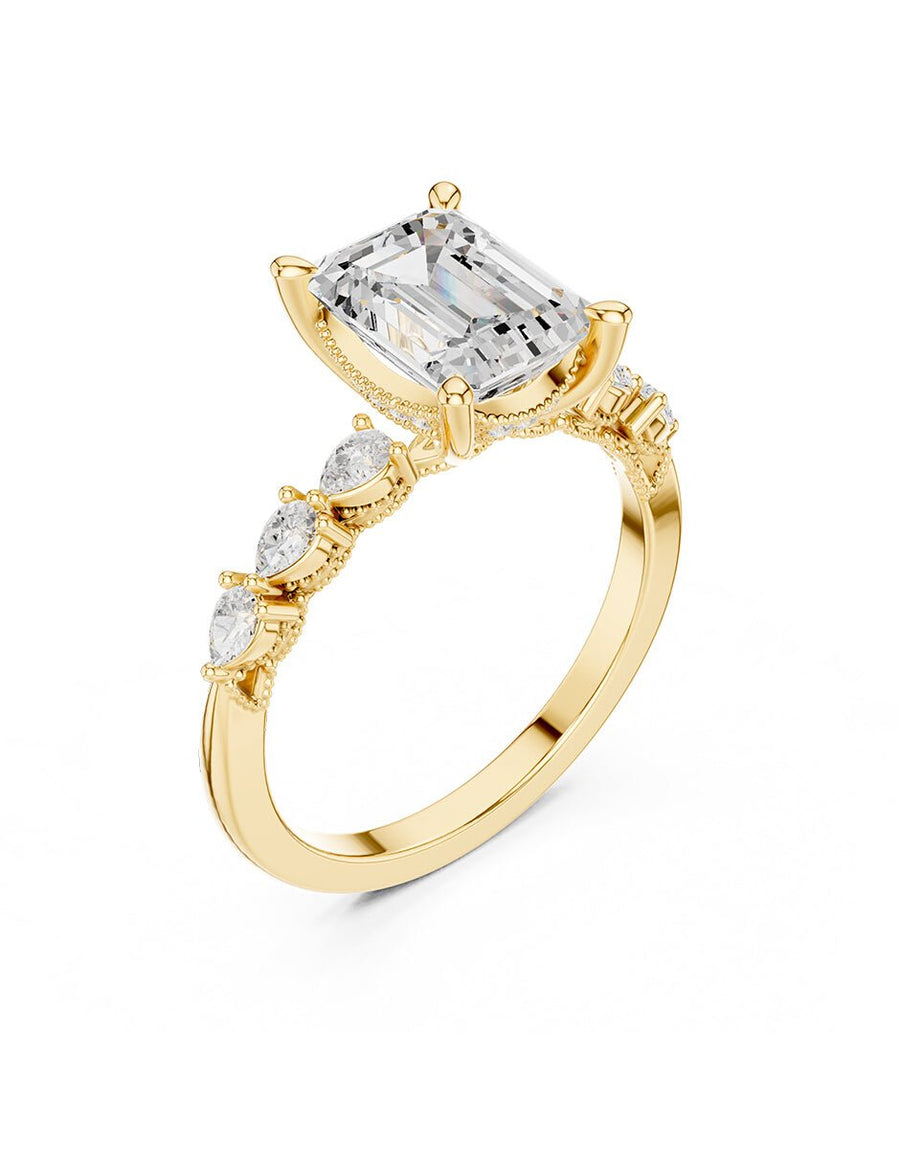 Anillo de compromiso - piedras laterales - AMORE165-EM-LG