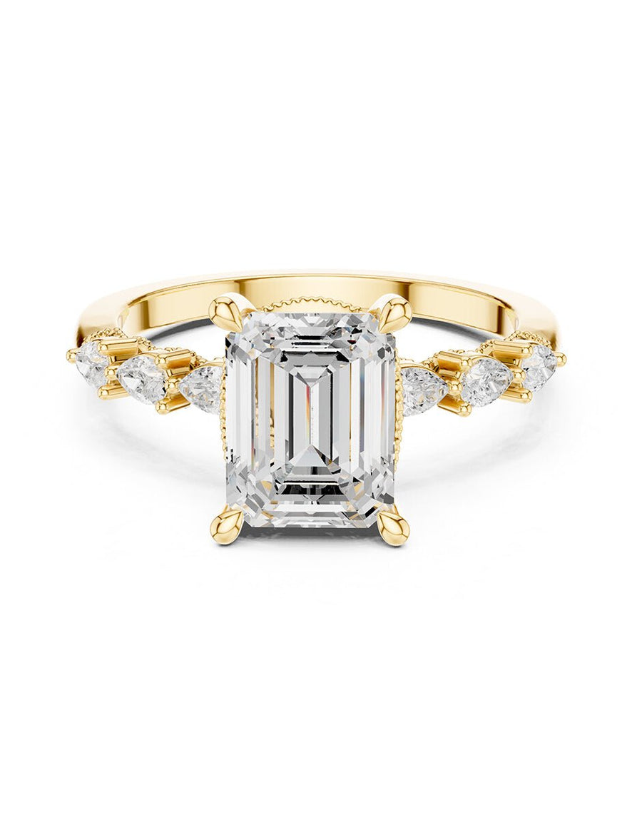 Anillo de compromiso - piedras laterales - AMORE165-EM-LG