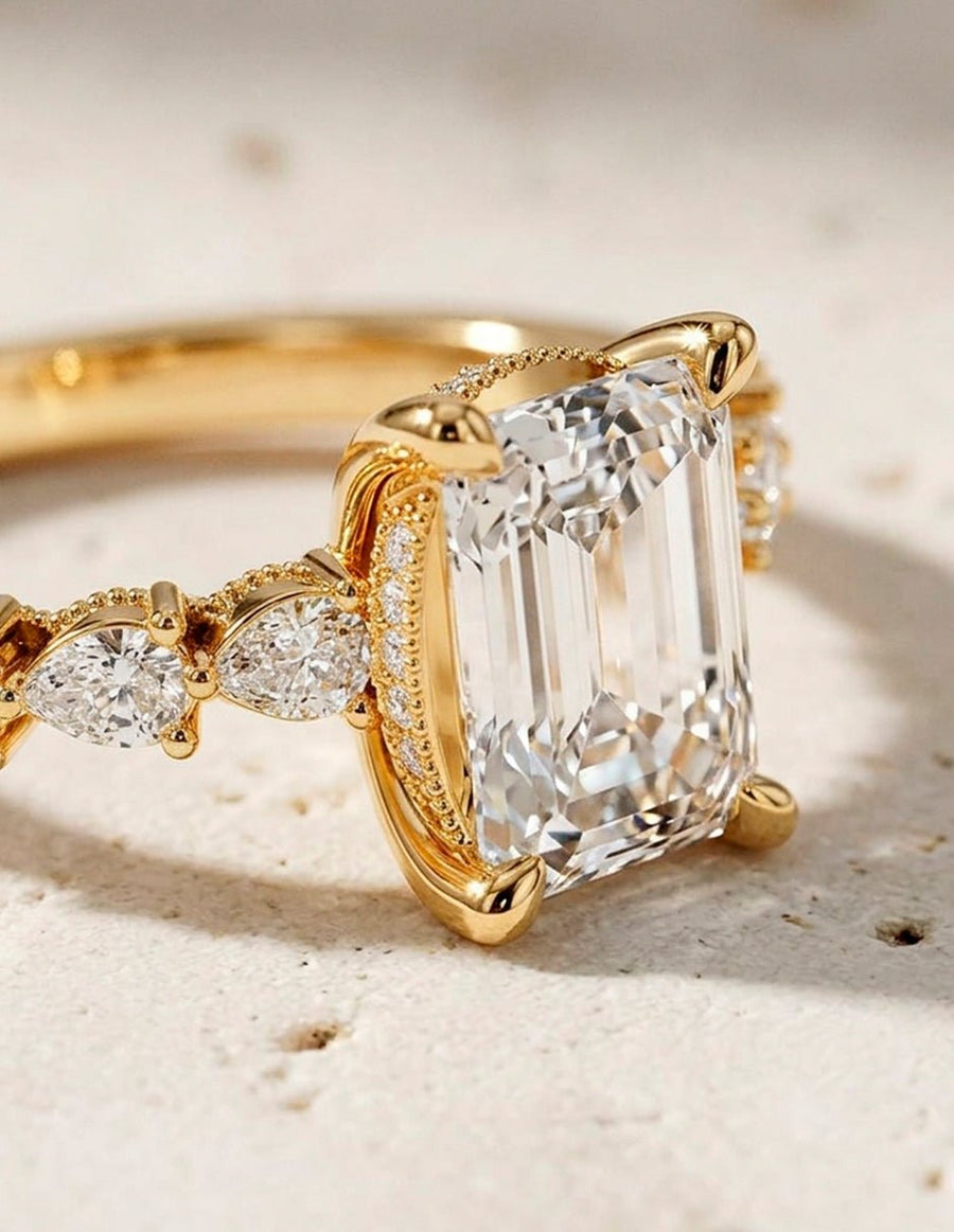 Anillo de compromiso - piedras laterales - AMORE165-EM-LG