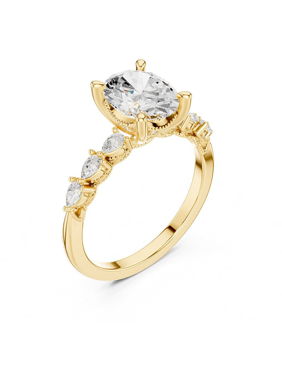 Anillo de compromiso - piedras laterales - AMORE165-OV-LG