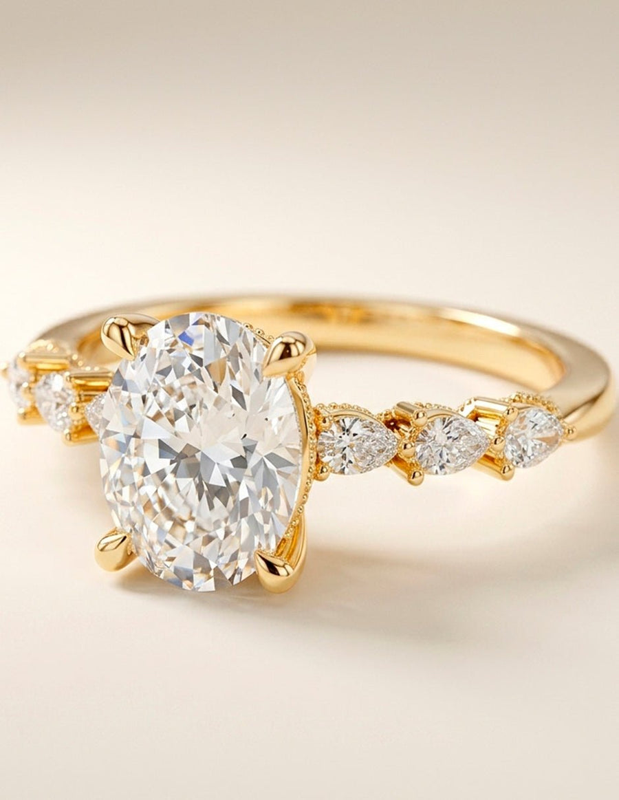 Anillo de compromiso - piedras laterales - AMORE165-OV-LG