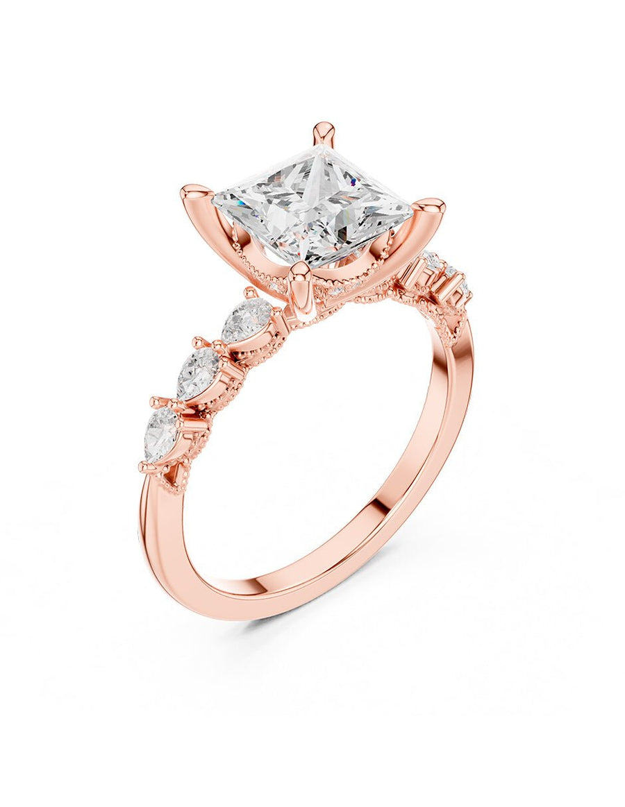 Anillo de compromiso - piedras laterales - AMORE165-PR-LG
